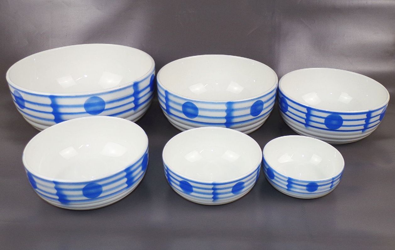 Alte Annaburg Schüssel Set 6 Schale Keramik Art Deco Spritzdekor 