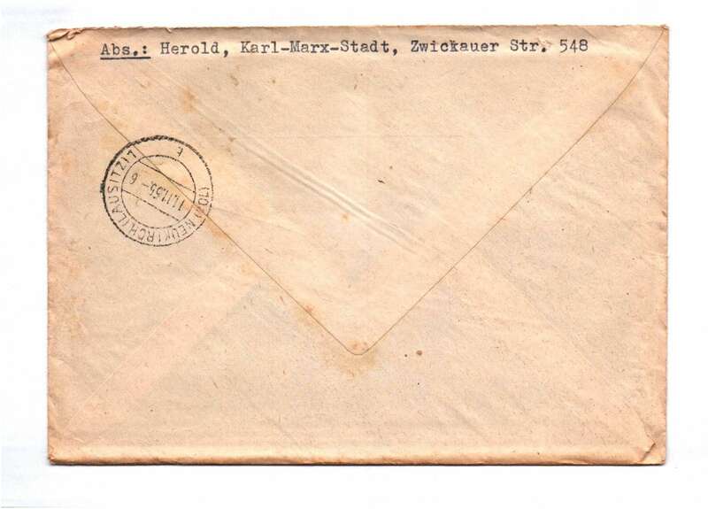 R Brief Karl Marx Stadt 1955 Mischfrankatur nach Neukirch Lausitz