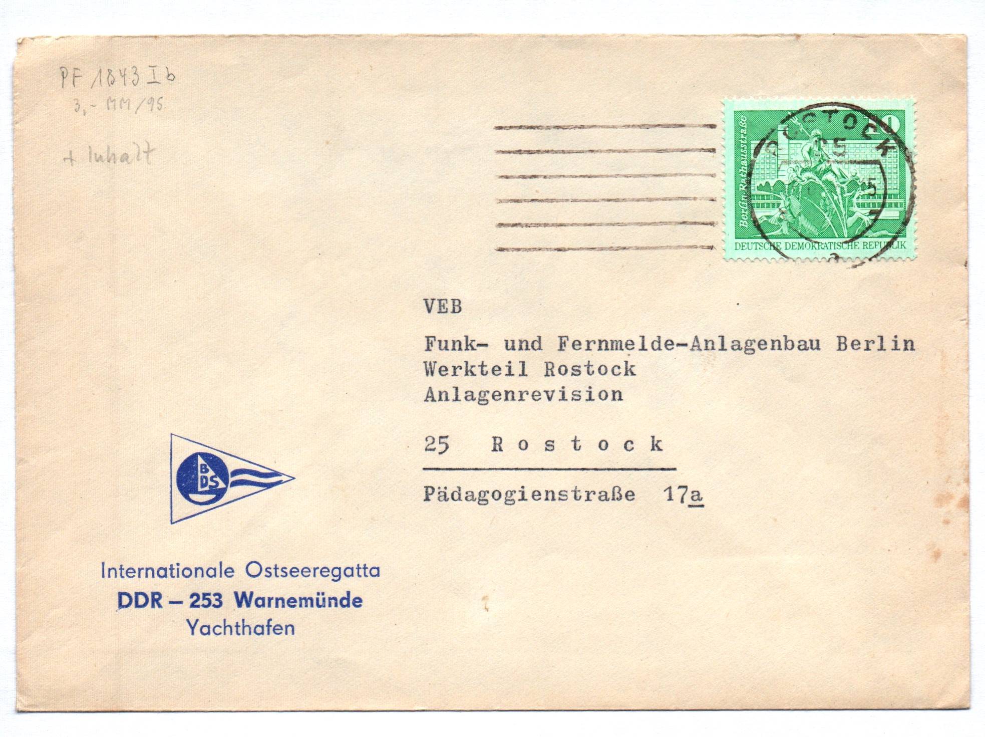 Brief Internationale Ostseeregatta Warnemünde DDR 1973 Brief Internationale Ostseeregatta Warnemünde DDR 1973