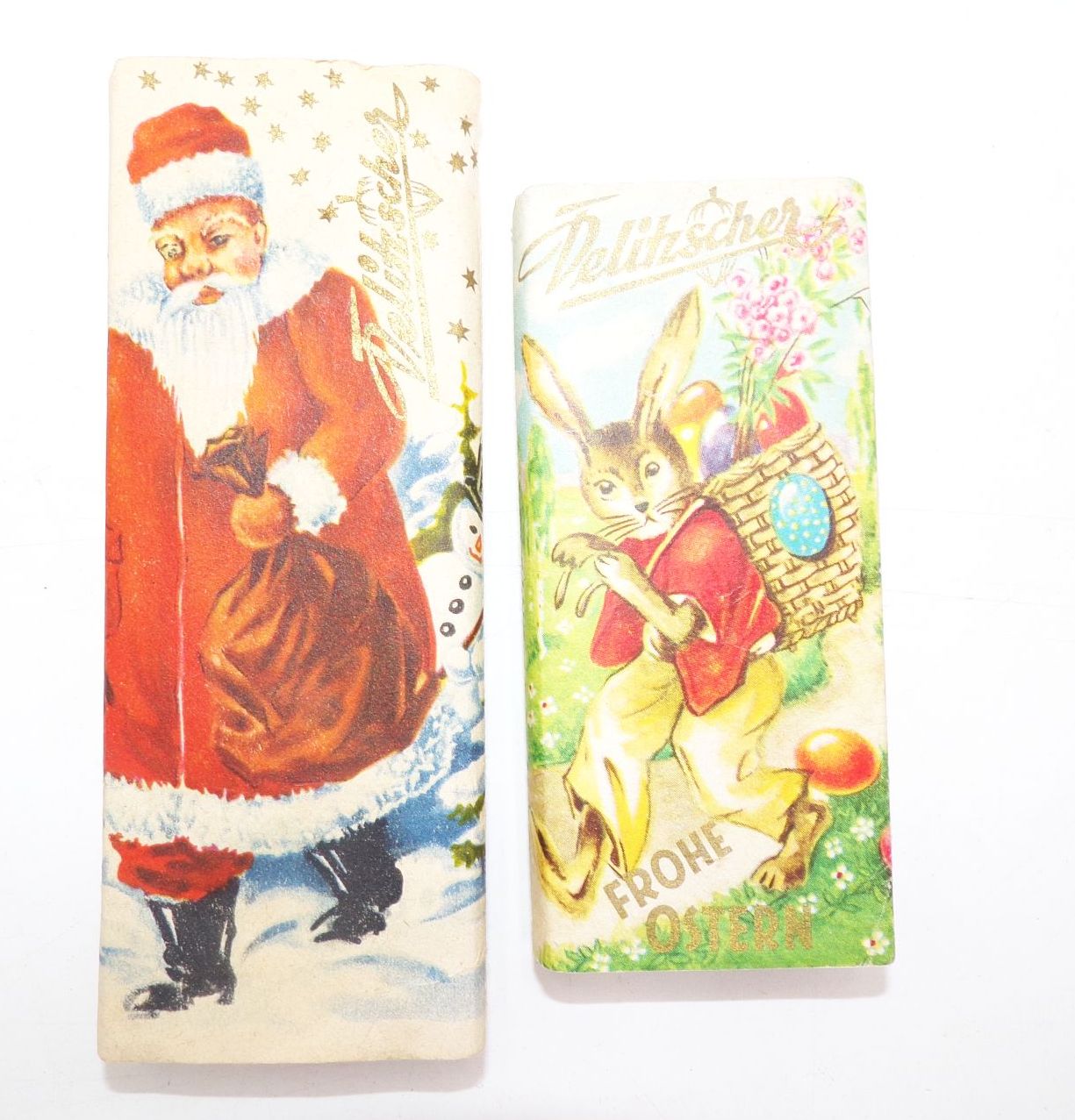 Delitzscher Scholade 2 Tafeln Schaupackung Frohe Oster Weihnachtsmann