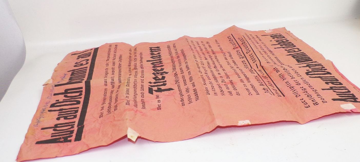 Originales Luftschutz Plakat 2 Weltkrieg Fliegeralarm Aushang Originales Luftschutz Plakat 2 Weltkrieg Fliegeralarm Aushang