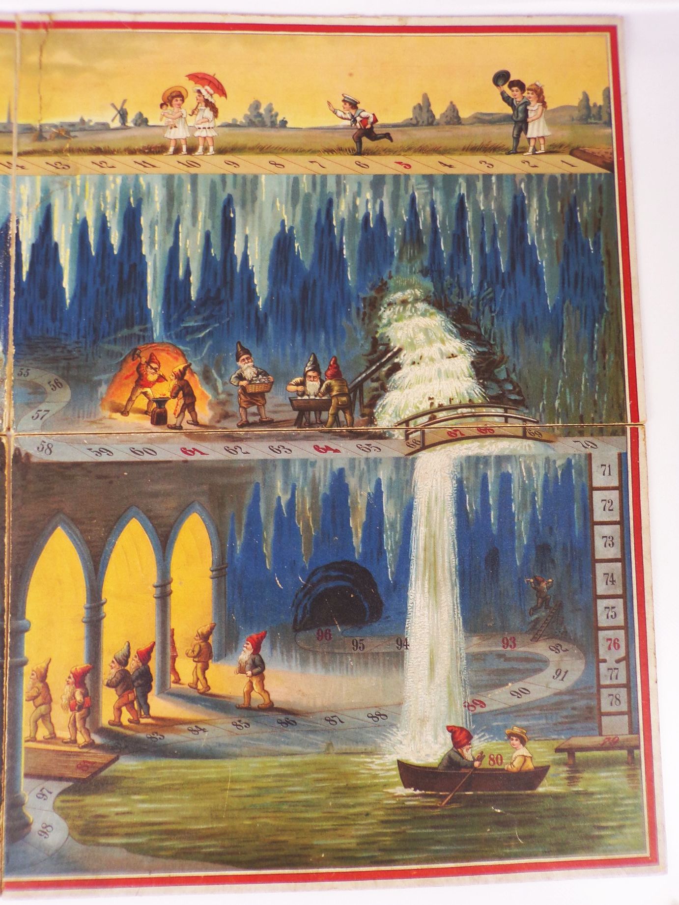 Altes Spielbrett Zwerge Gnome Laurin um 1900 Spielplan