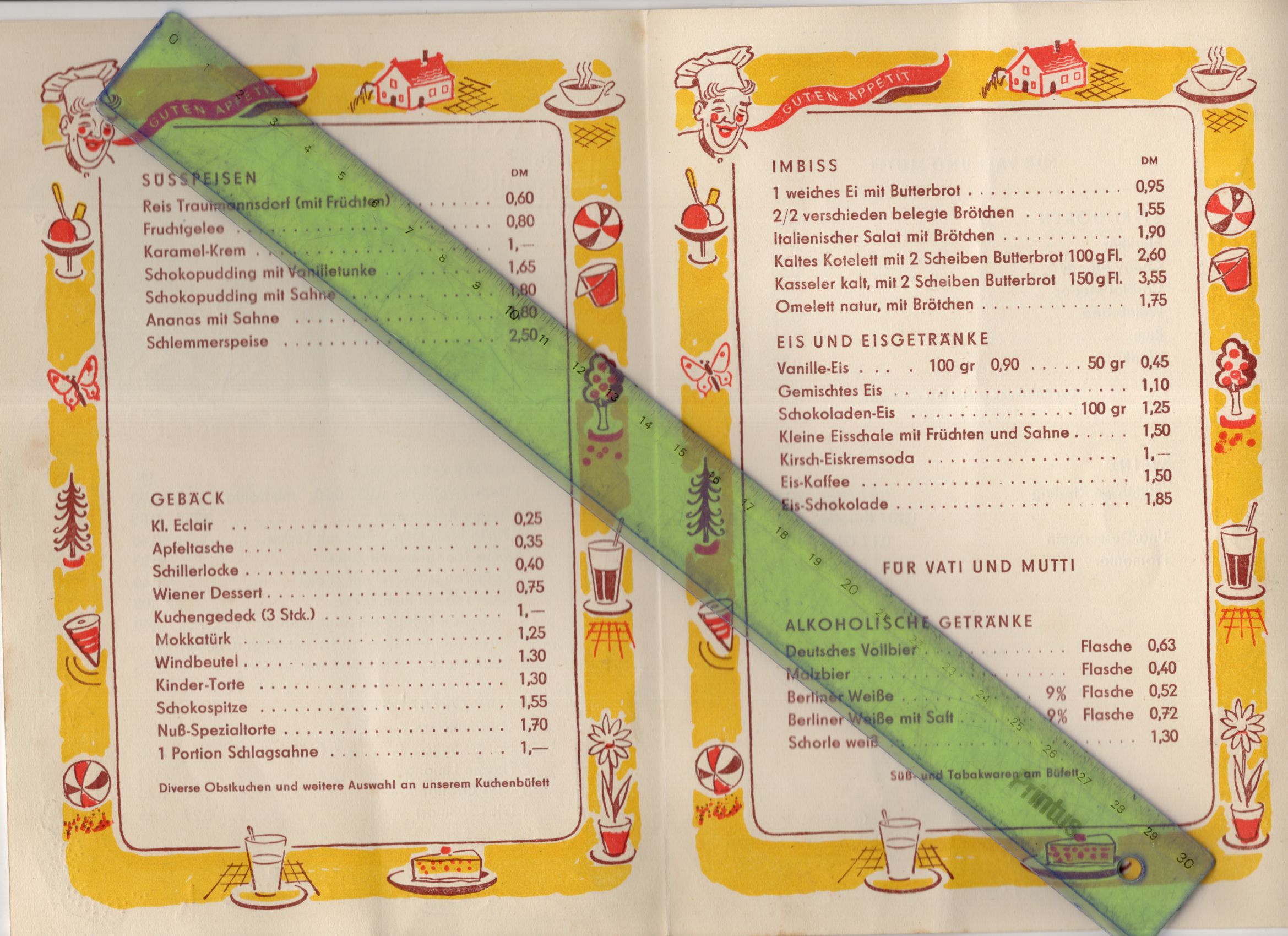 Speisekarte Berlin Stalinallee HOG Kinder Cafe im Haus des Kindes 1955 Speisekarte Berlin Stalinallee HOG Kinder Cafe im Haus des Kindes 1955