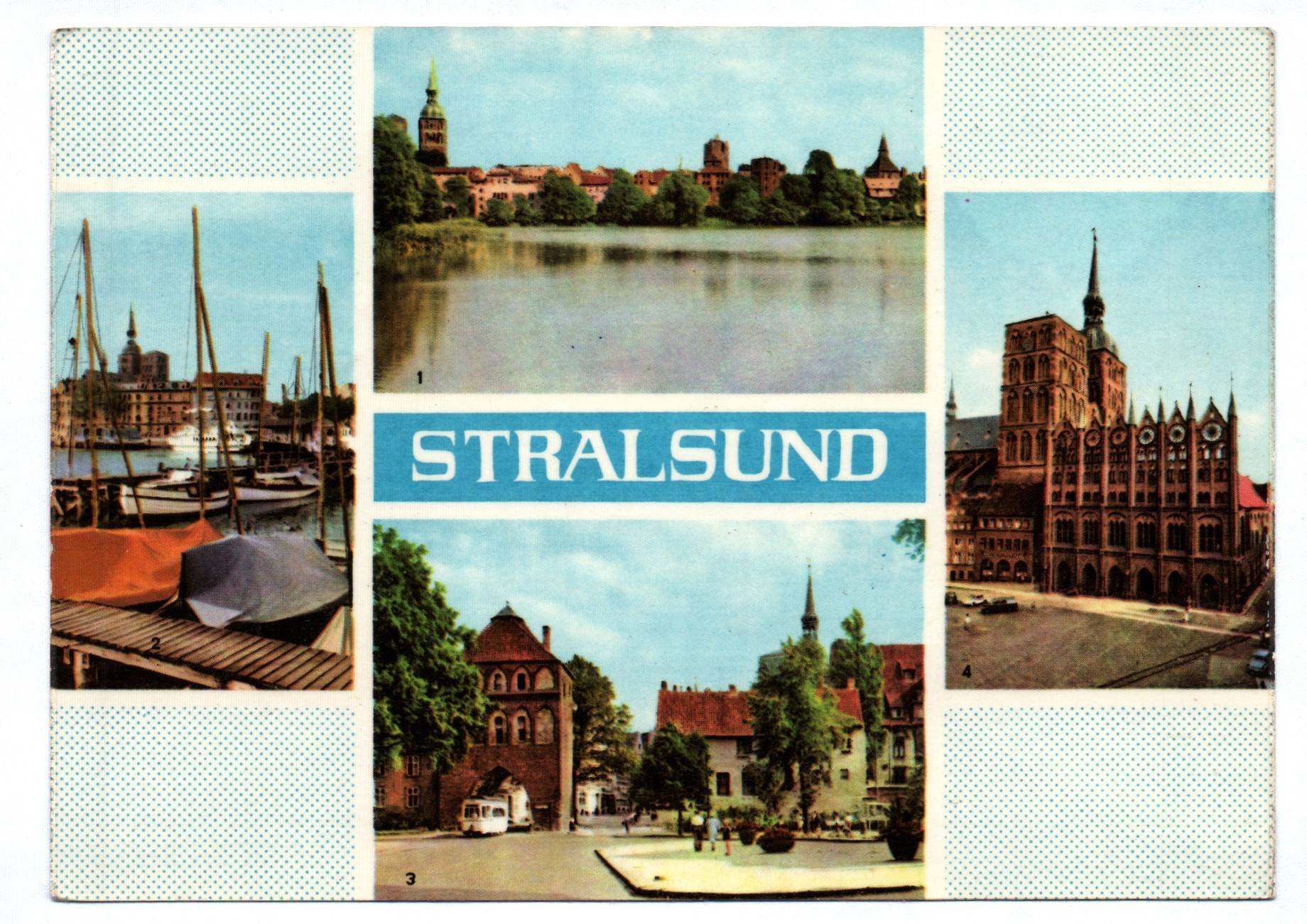 Ak Stralsund Knieperteich Hafen Rathaus 1967