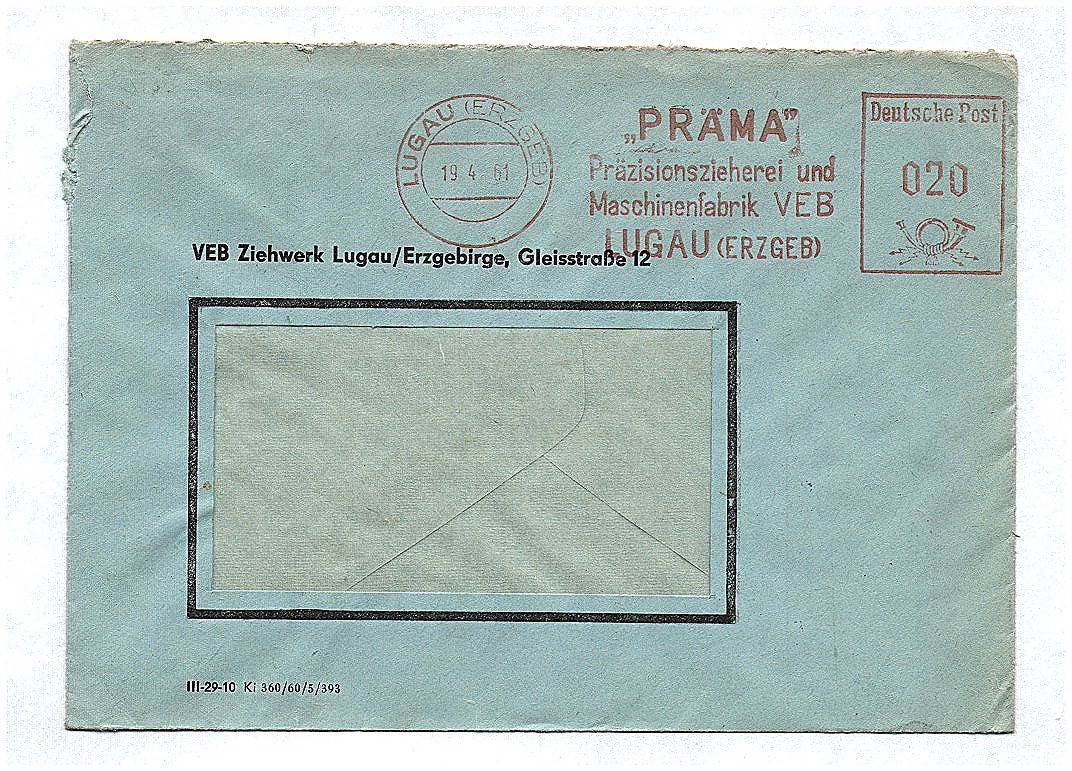 Brief VEB Ziehwerk Lugau Erzgebirge DDR 1961