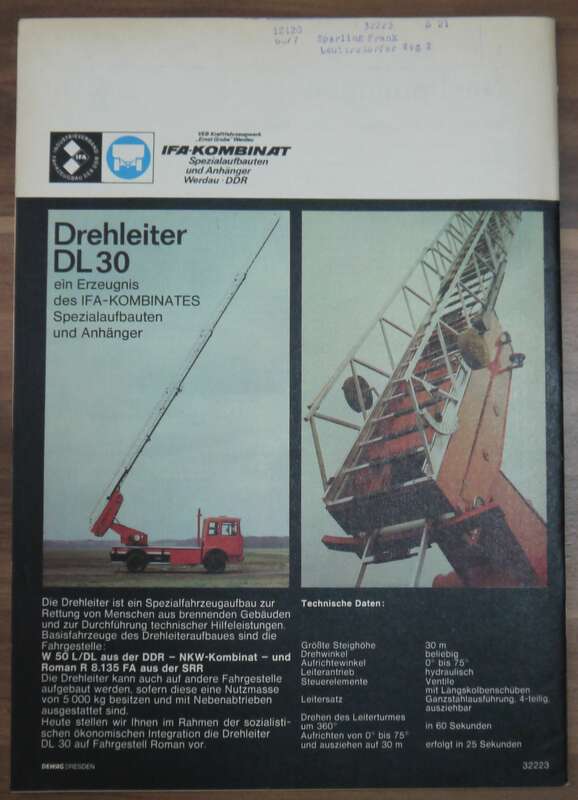 DDR Heft August 1980 KFT Luftleiteinrichtungen an GKW Spezialaufbauten Drehleiter DL30