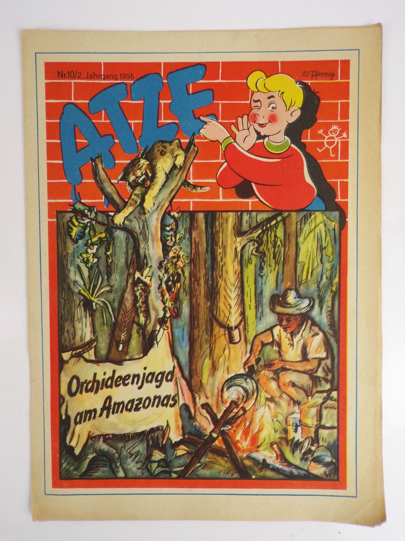 Atze Zeitschrift 10 von 1956 Orchideenjagd am Amazonas Der junge Pionier 