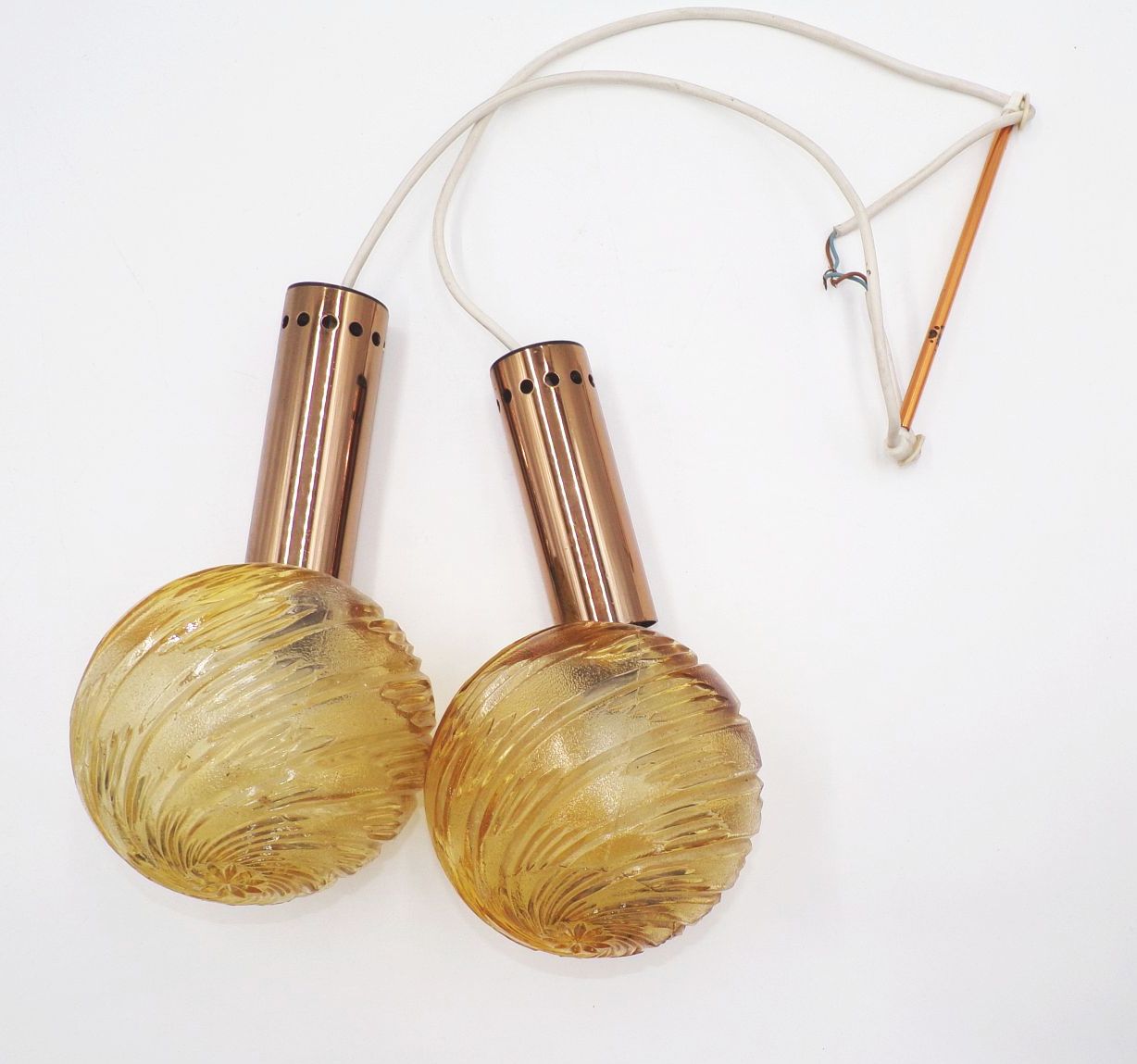 Alte Kugelleuchte Pendellampe E14 Art Deco Vintage 2er Leuchte