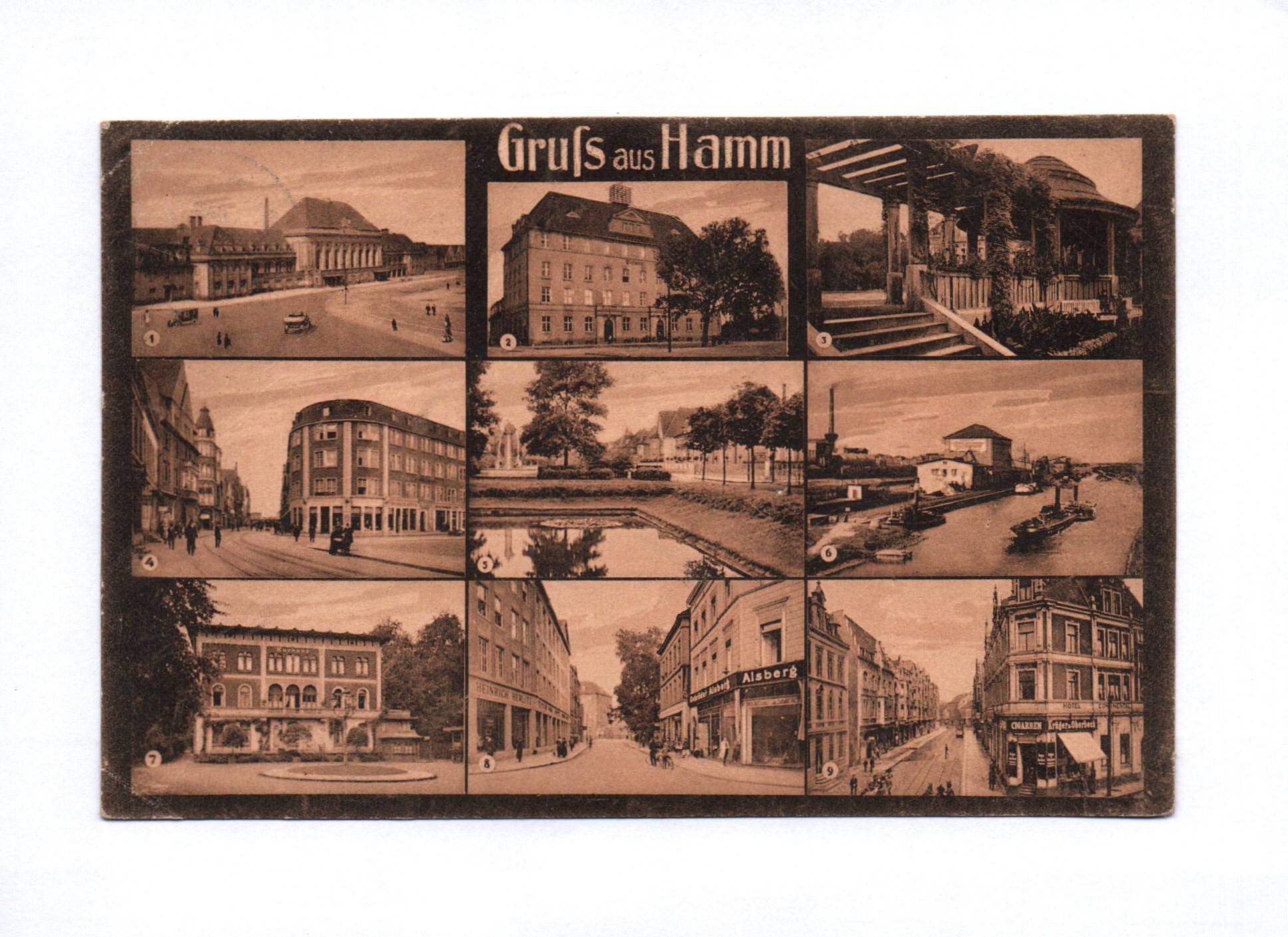 Ak Gruß aus Hamm 1924 Bahnhof Postamt Kurhaus