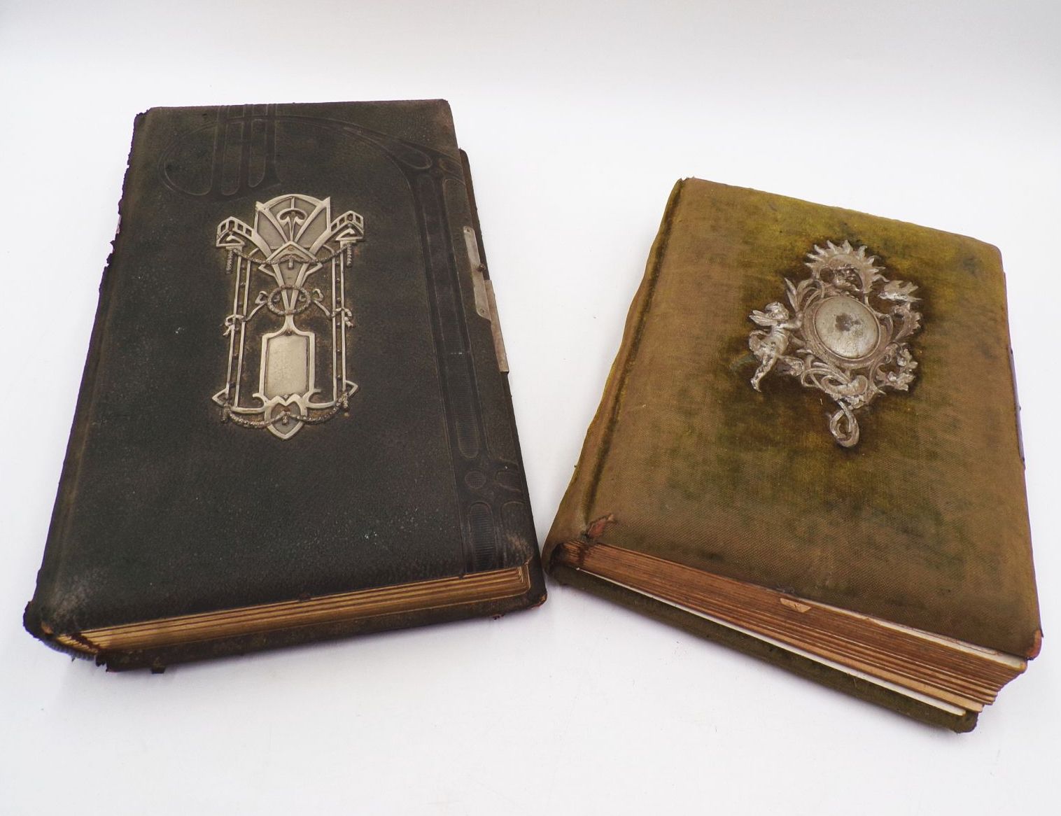 2 x Fotoalbum Kabinettfotos CDV Fotos Hartpappe um 1900