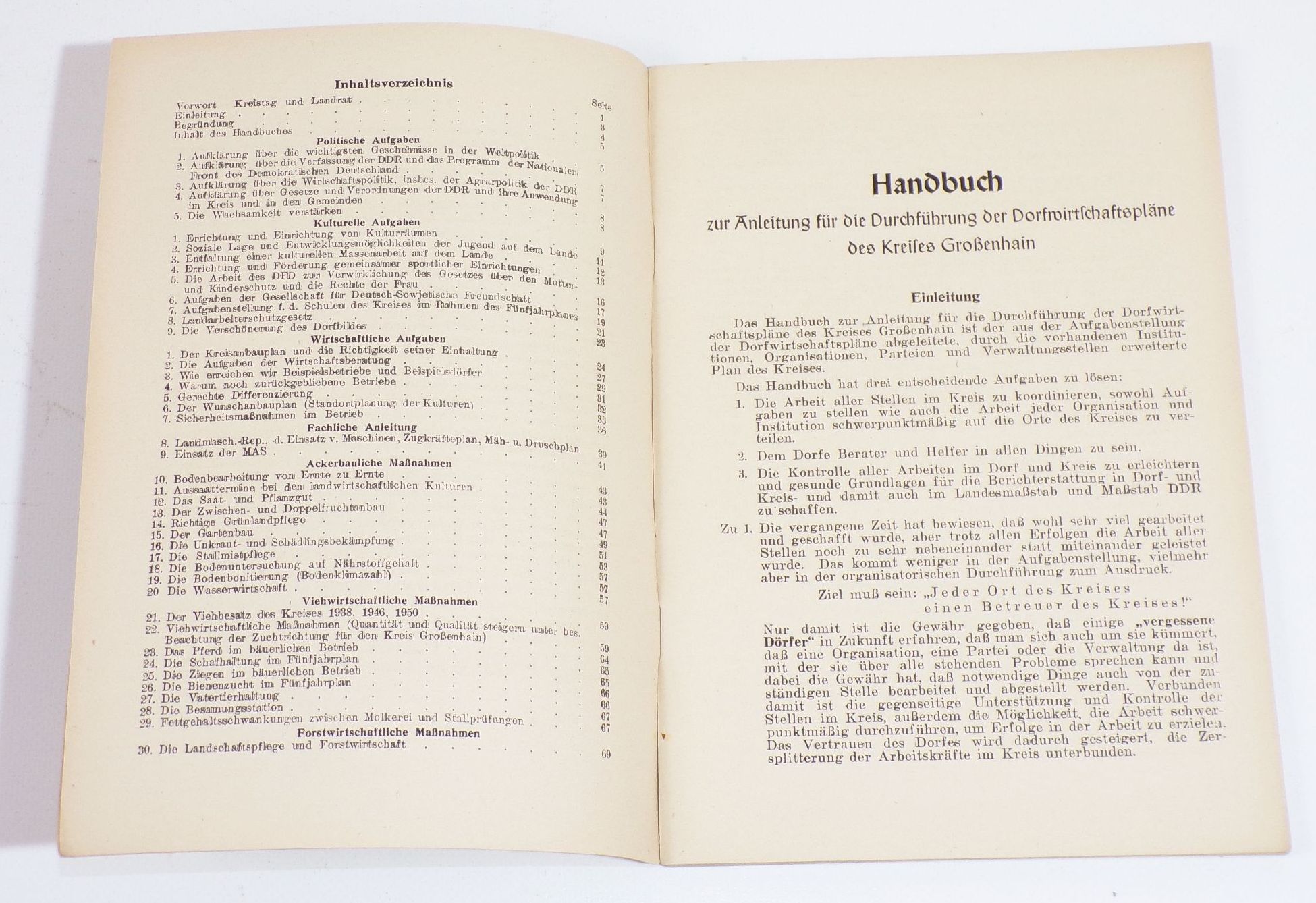 Handbuch Durchführung des Dorfwirtschaftsplan Kreis Großenhain 1951