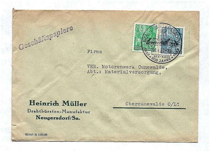 Geschäftspapiere Heinrich Müller Drahtbürsten Manufaktur Neugersdorf 1957