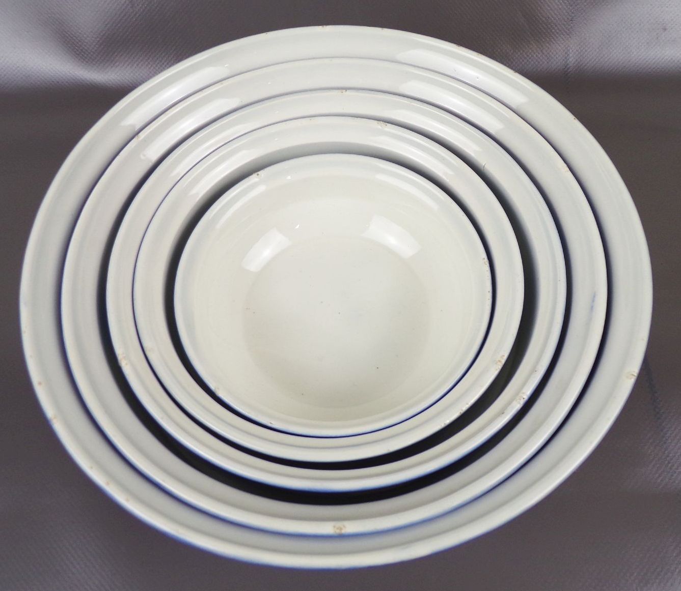 Altes Schüssel Spritzdekor Set 5 Keramik Schalen Küche Vintage 