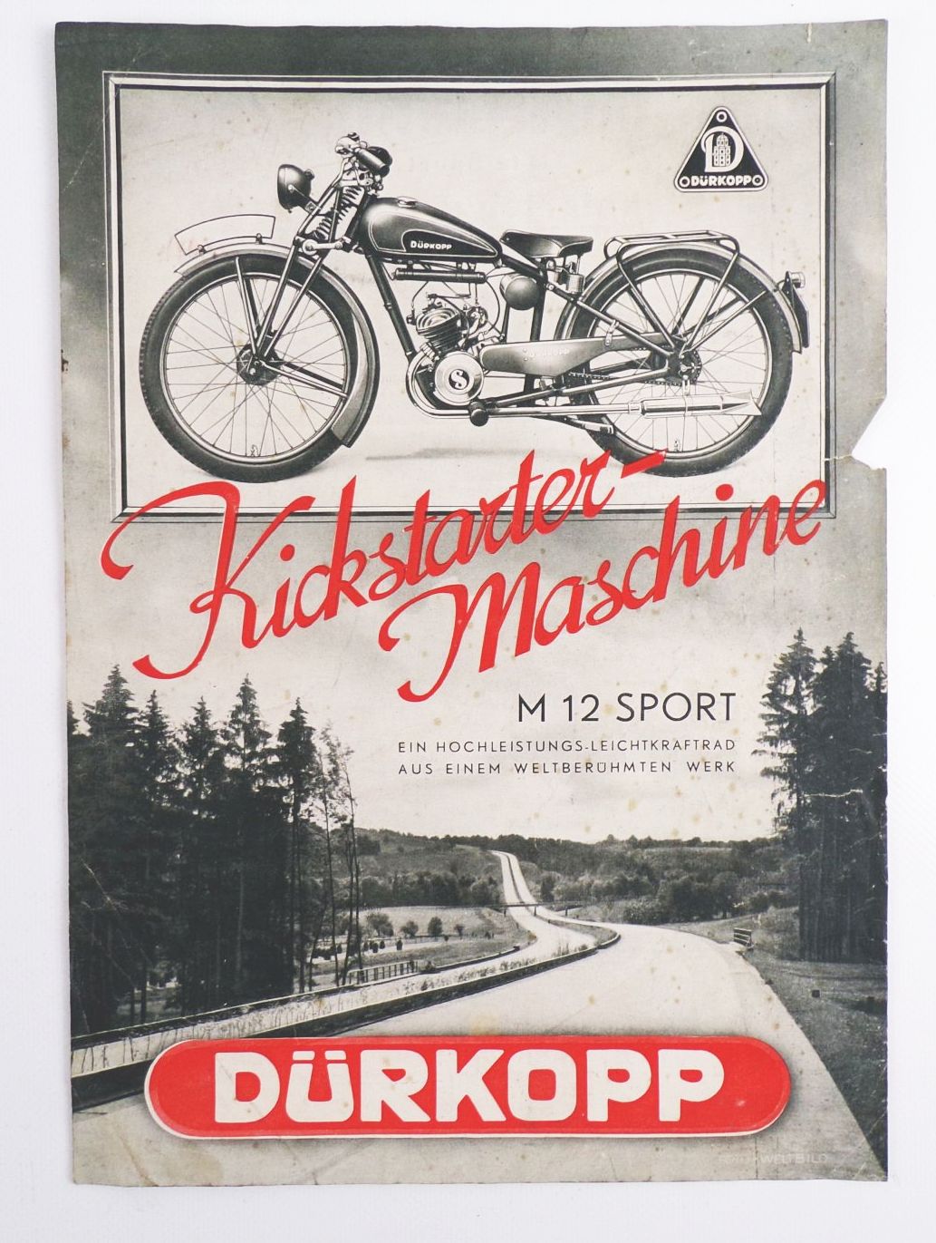 Reklame Blatt Kickstarter Maschine Dürkopp M12 Sport Motorrad 1930 er Reklame Blatt Kickstarter Maschine Dürkopp M12 Sport Motorrad 1930 er