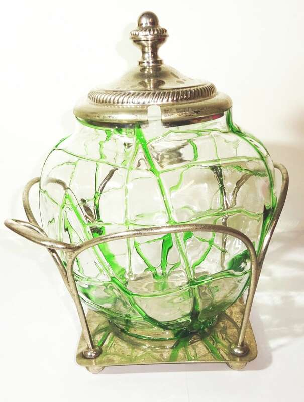 Alte Glasbowle Grün Art Deco Bowle dekorativ