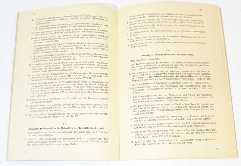 Deutsche Reichsbahn Dienstanweisung Lokomotiv Triebwagen Personal 1961 