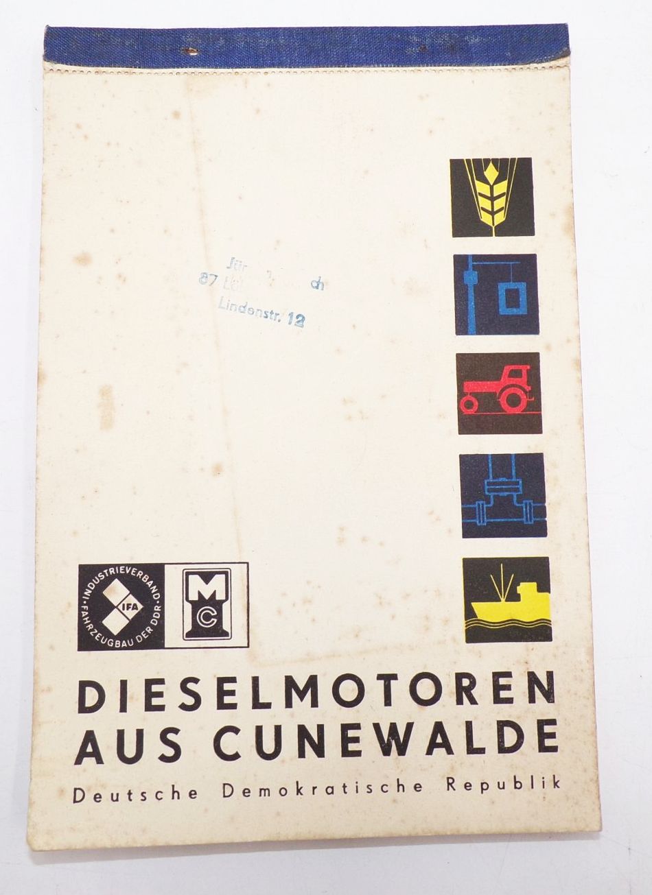 Reklame Notizblock Dieselmotoren aus Cunewalde DDR Werbung