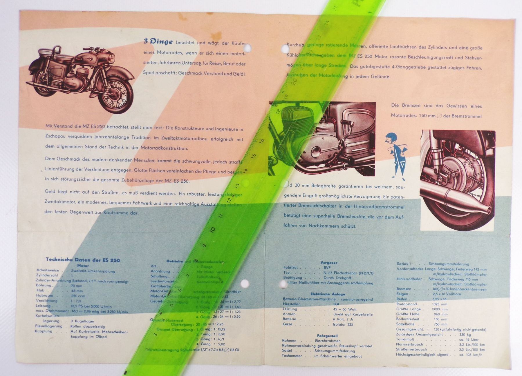 Altes Faltblatt MZ ES150 VEB Motorradwerk Zschopau DDR 1956 Werbung Altes Faltblatt MZ ES150 VEB Motorradwerk Zschopau DDR 1956 Werbung
