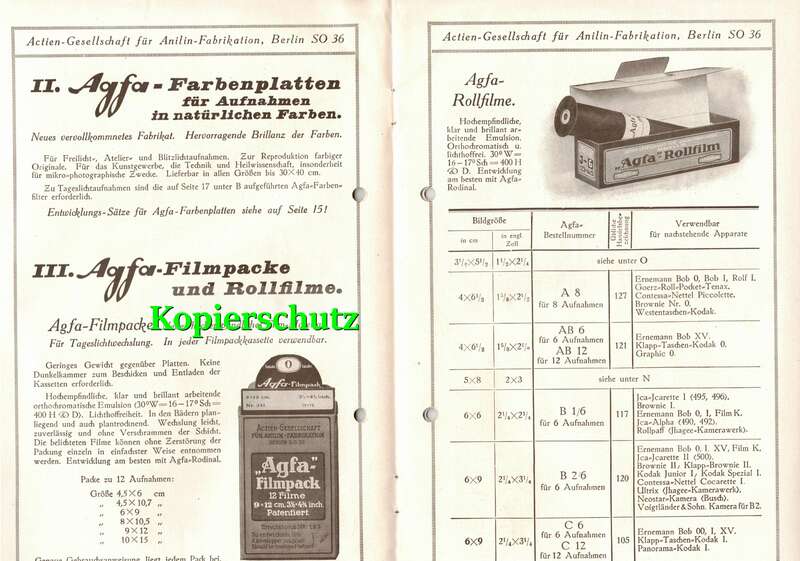 Agfa Werbe Heft Katalog Zubehör Verstärker Blitzlicht 1920er 