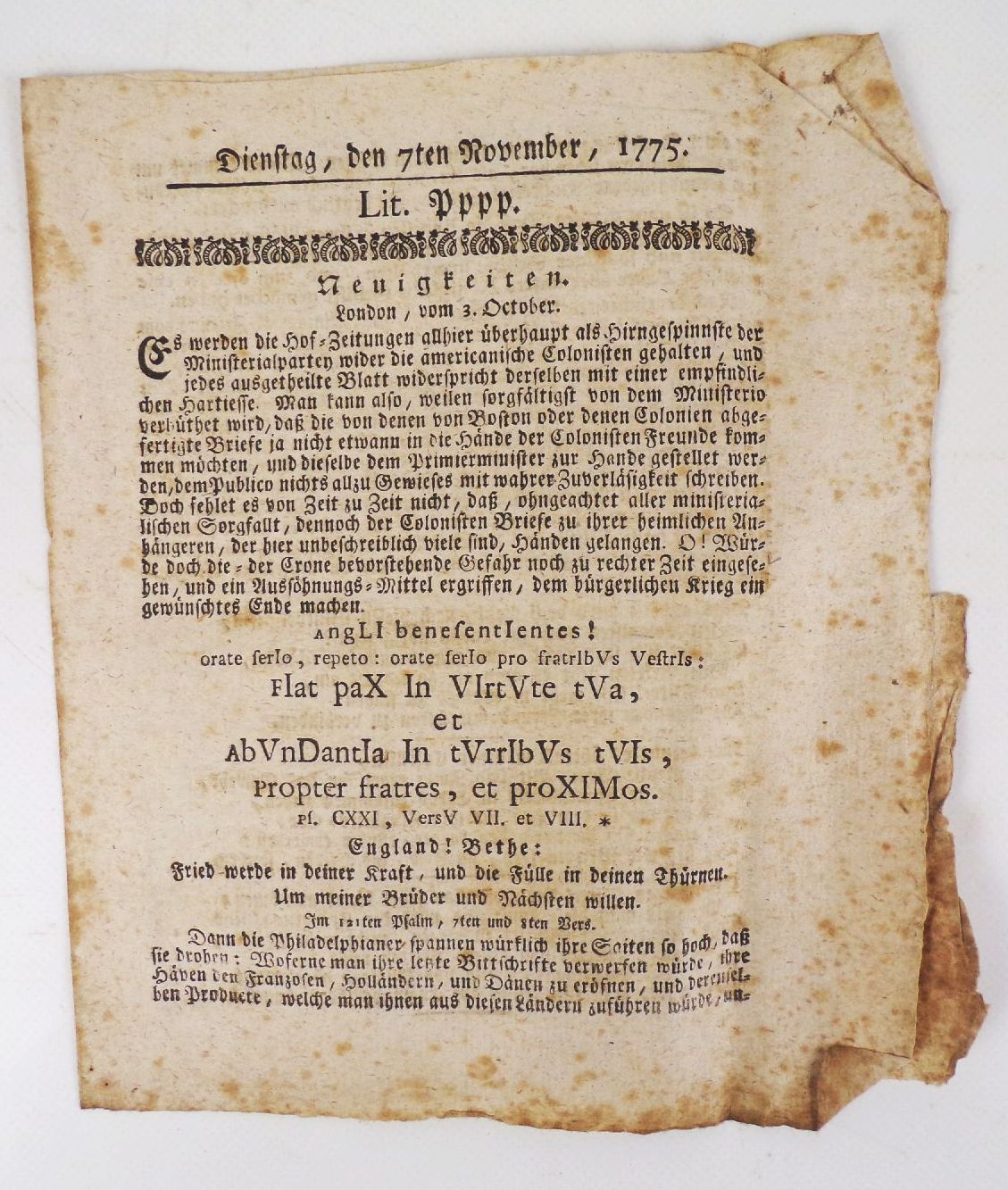 Antike Zeitung 1775 Bamberg London Lemberg Antike Zeitung 1775 Bamberg London Lemberg