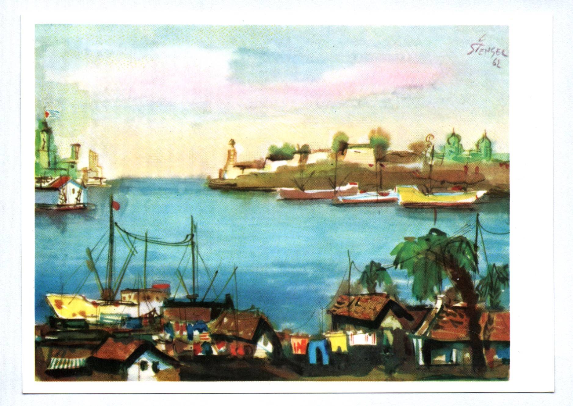 Künstler Ak Gerhard Stengel IM Hafen von Havanna