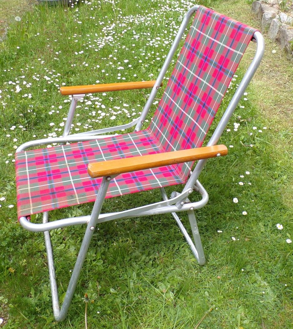 Alter DDR Campingstuhl Karo Muster Retro DDR Klappstuhl true vintage 