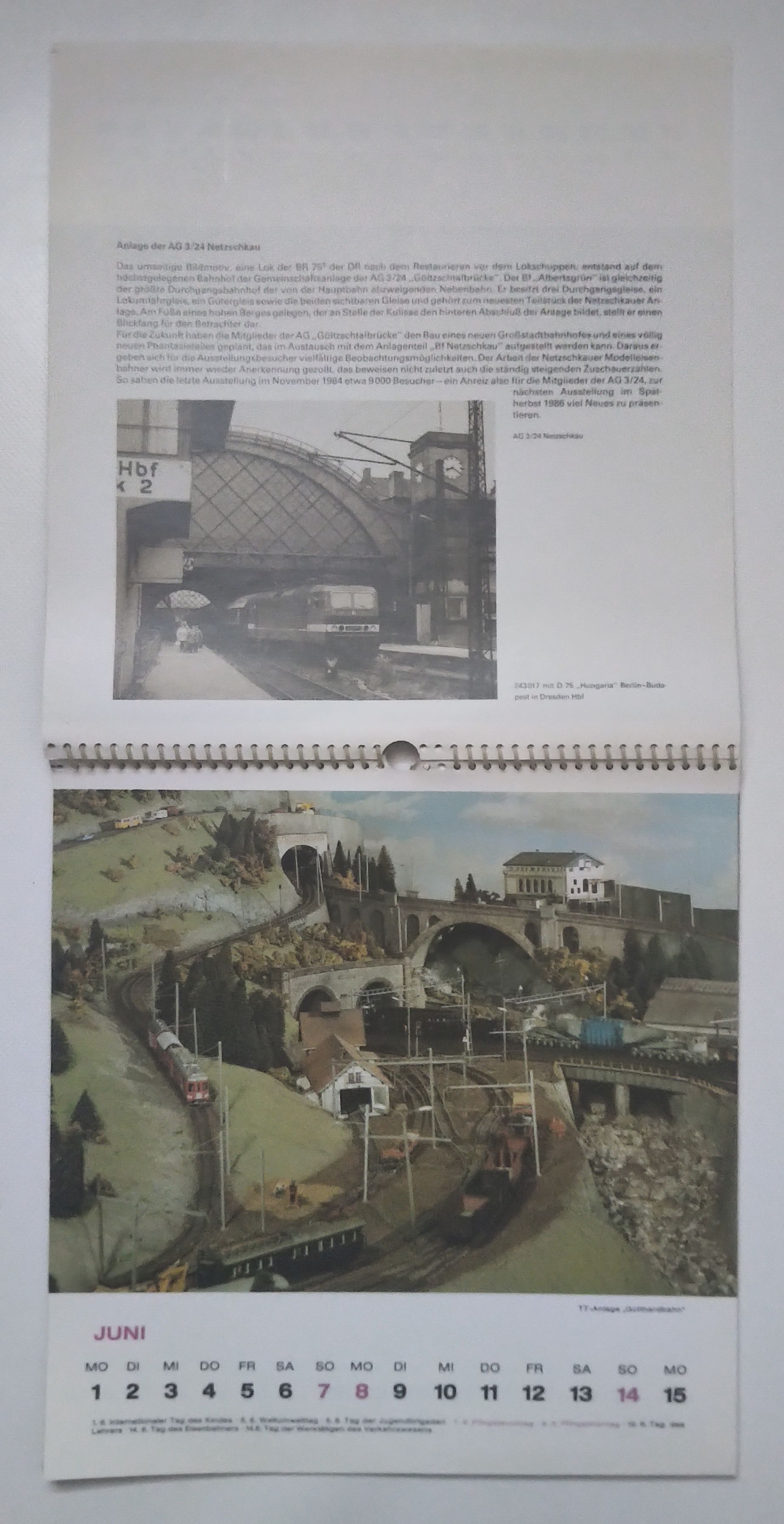 Modelleisenbahn Kalender 1987 Anlage der AG 6/30 Zeitz Modelleisenbahn Kalender 1987 Anlage der AG 6/30 Zeitz