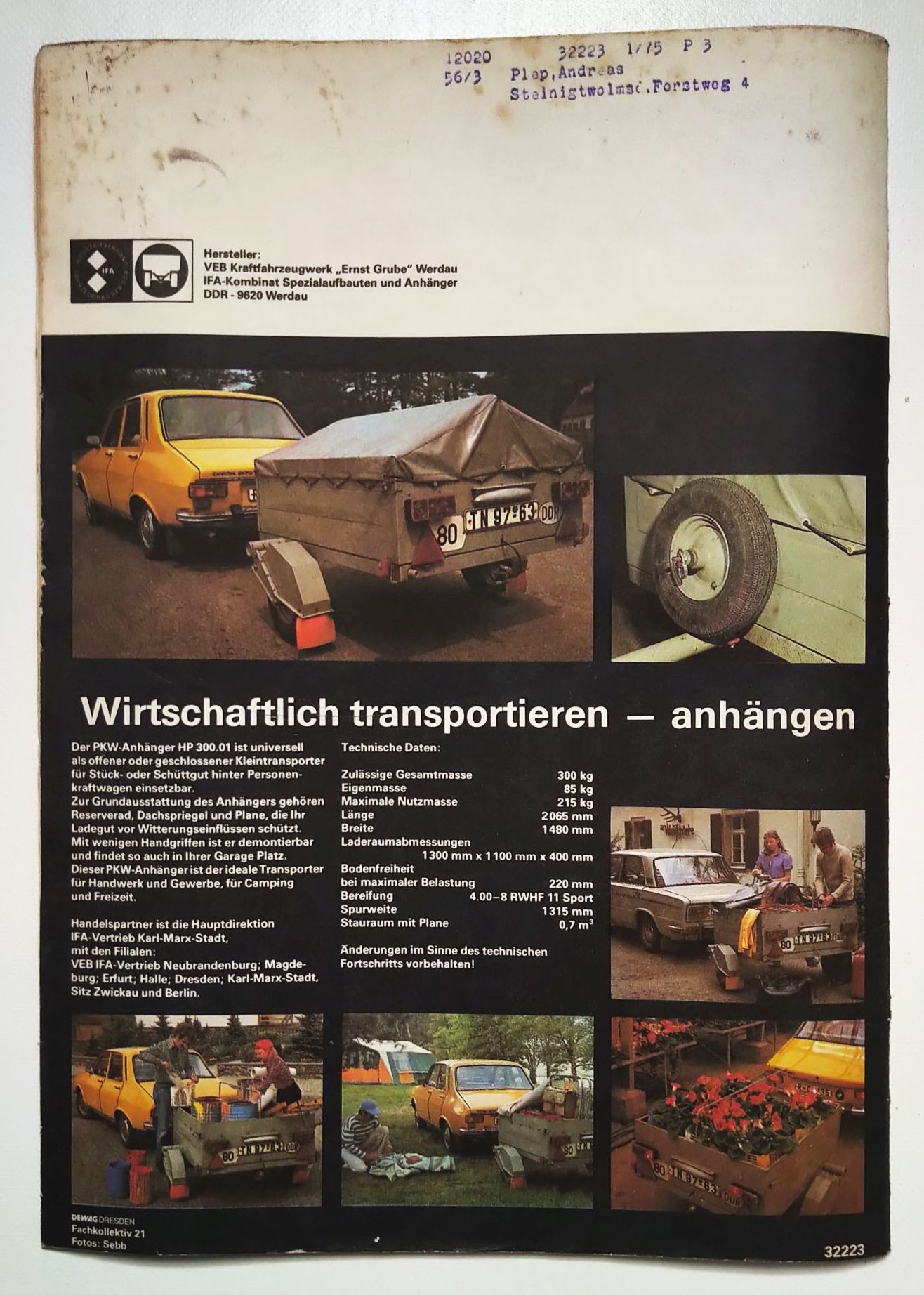 KFT Nr 3 PKW Anhänger HP 30001 Trabant Kraftfahrzeugtechnik 1981 Zeitschrift KFT Nr 3 PKW Anhänger HP 30001 Trabant Kraftfahrzeugtechnik 1981 Zeitschrift