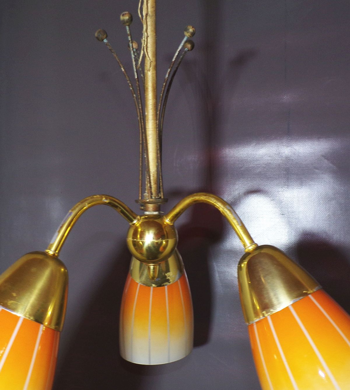 Alte Tütenlampe 3 armig E27 Rockabilly Leuchte Deckenlampe