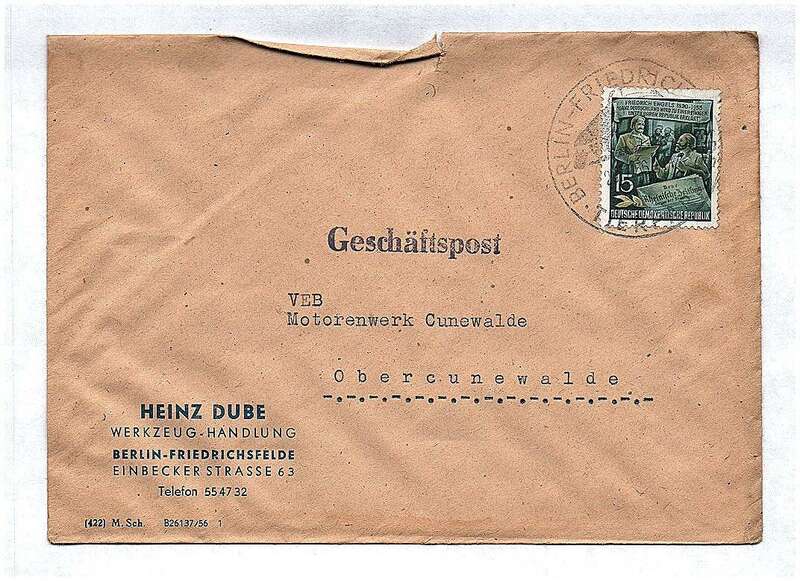 Geschäftspost Werkzeughandlung Berlin Friedrichsfelde DDR Brief 1956