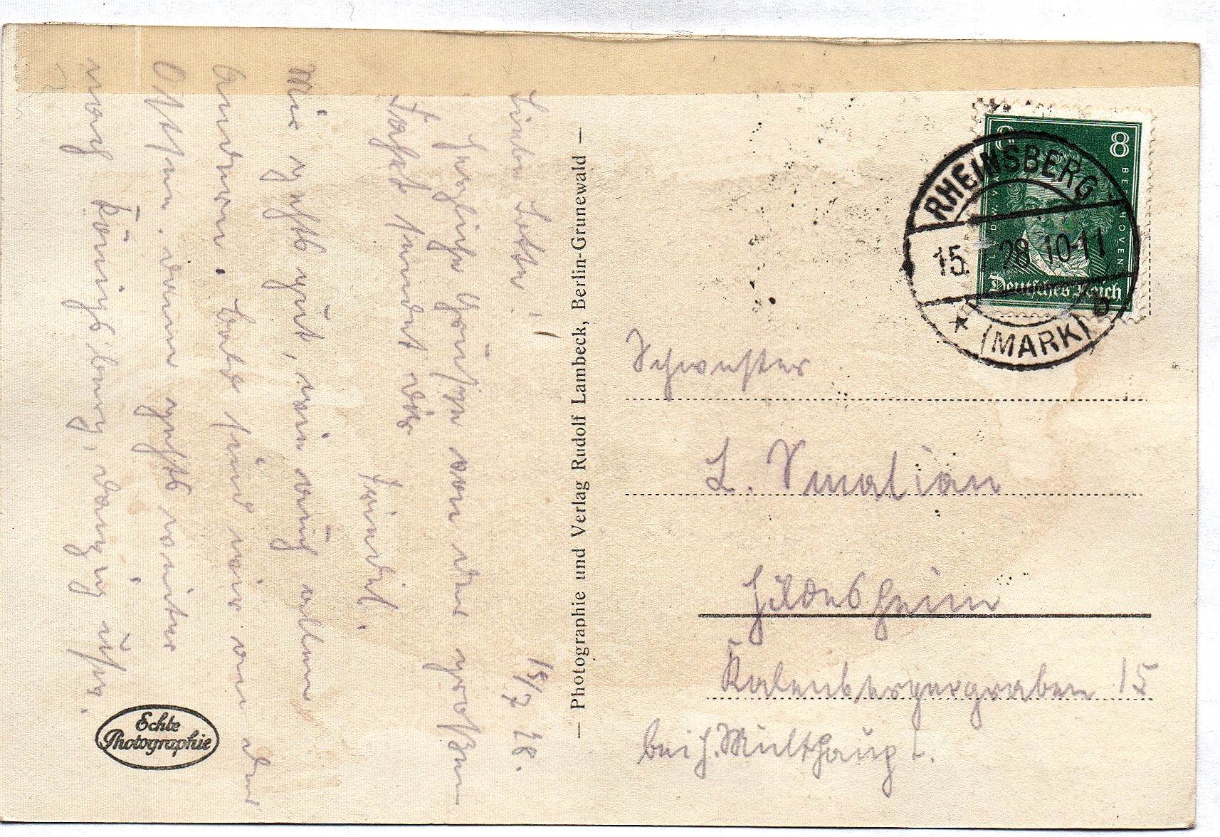 Foto Ak Rheinsberg Der Schloßhof mit den Kolonnaden 1928