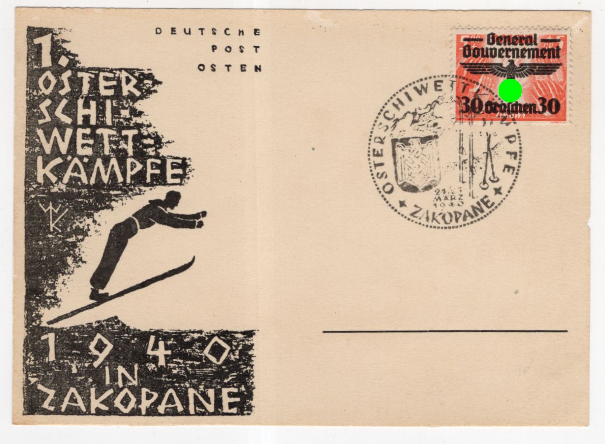 Postkarte Deutsche Post Osten 1940 Ski Wettkämpfe Zakopane 