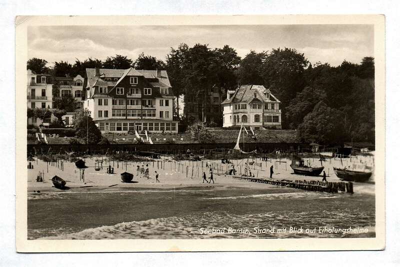 Ak Seebad Bansin Strand mit Blick auf Erholungsheime DDR 1958