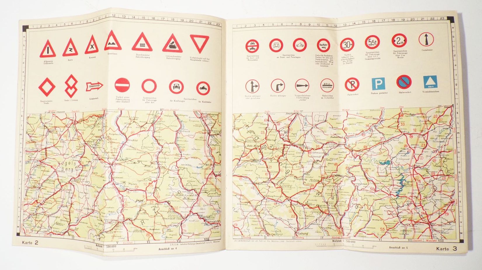 Deutschland Bayern Atlas Straßenkarten 1930er Kartenführer 