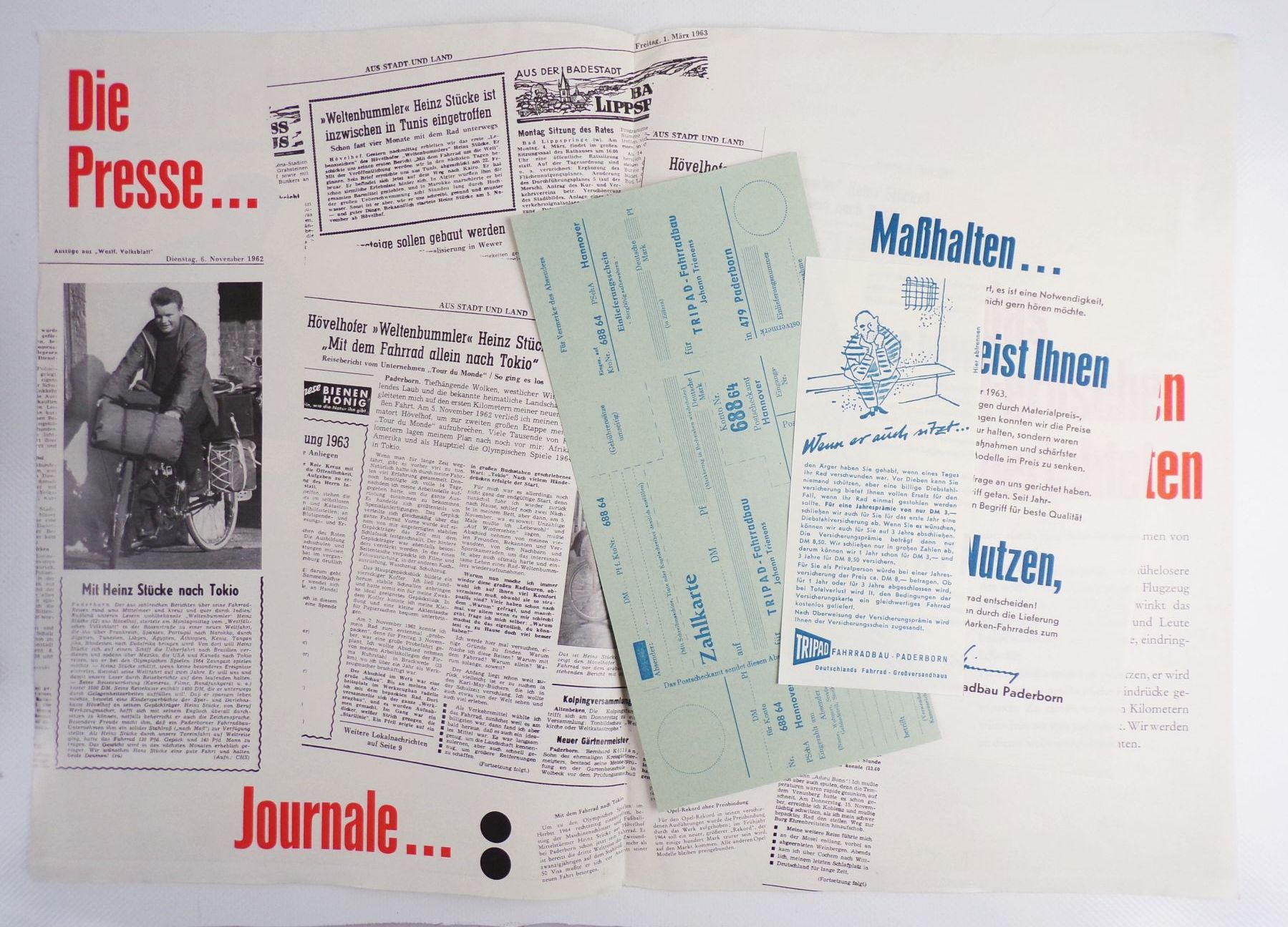 Von Paderborn bis Tokio Sonderbericht Tripad Fahrradbau 1963 Prospekt