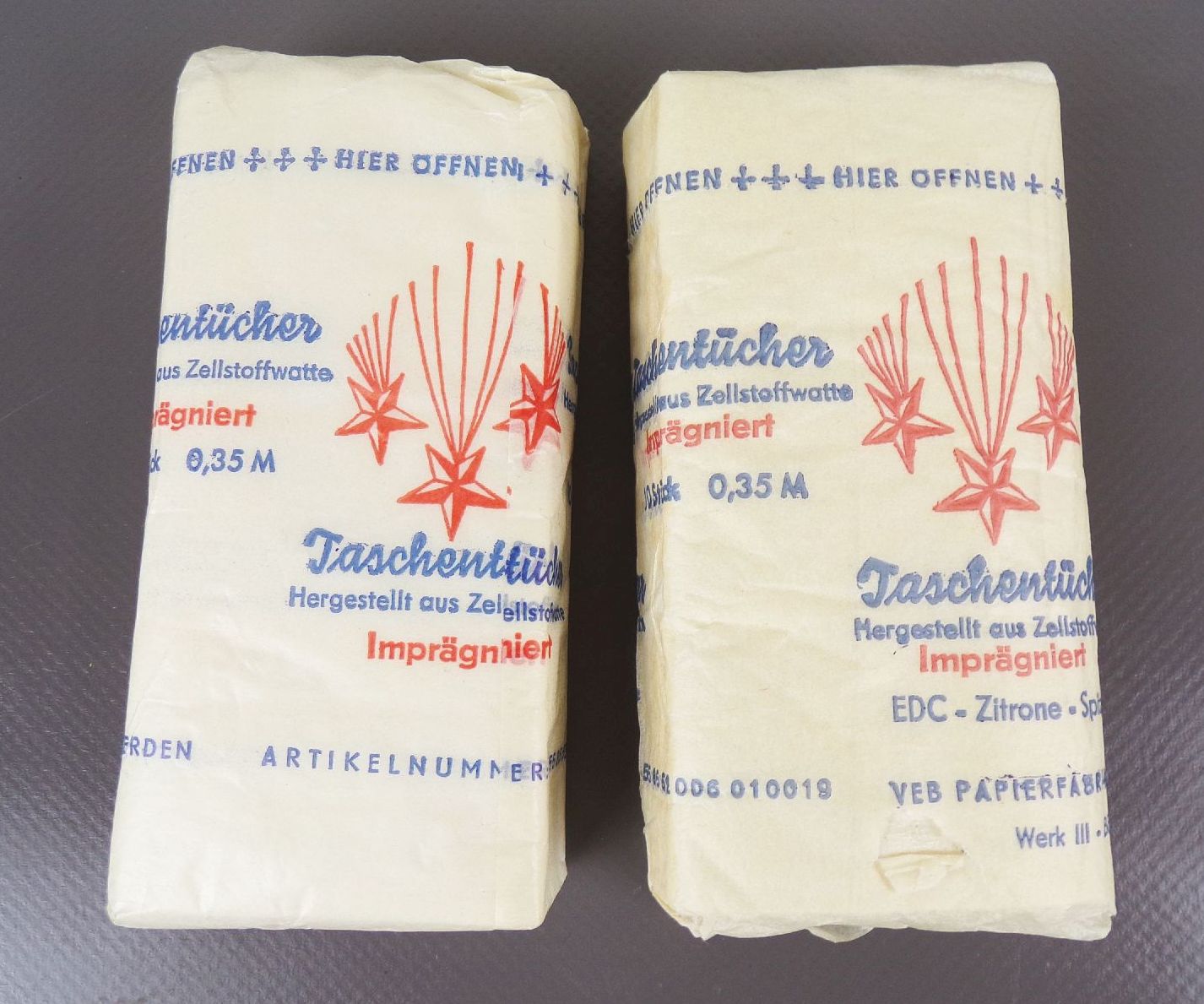 DDR Taschentücher Zellstoff Reklame 2 Packungen Sammler DDR Taschentücher Zellstoff Reklame 2 Packungen Sammler