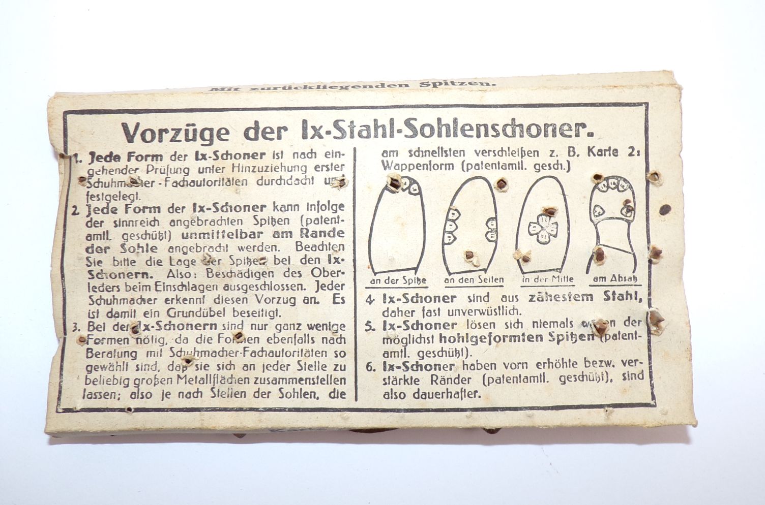 Alte Sohlenschoner Reklame 1930er Werbung Schuster Schuhmacher 
