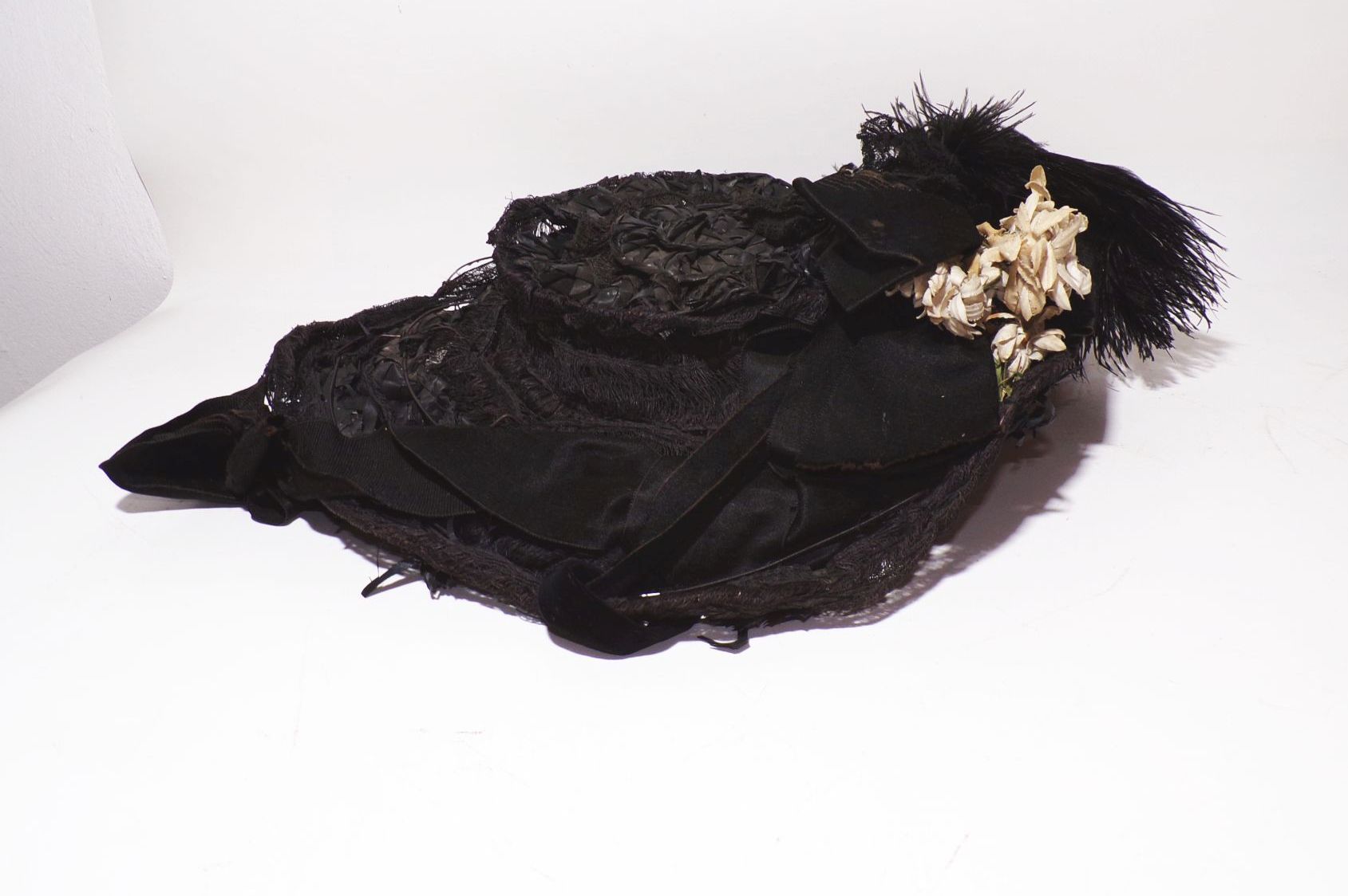 Uralter Damenhut Vintage Schwarz um 1900 