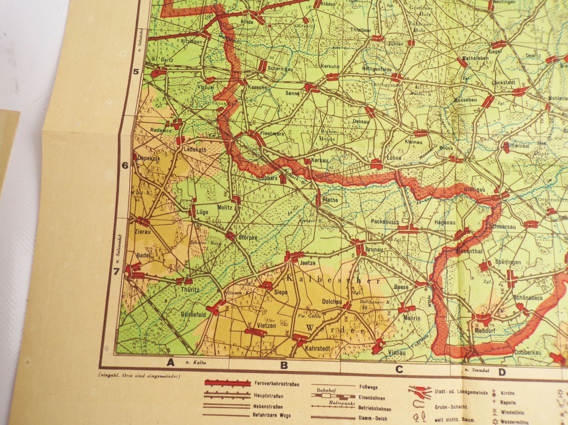 Heimat und Wanderkarte Kreis Osterburg 1950 Phönix