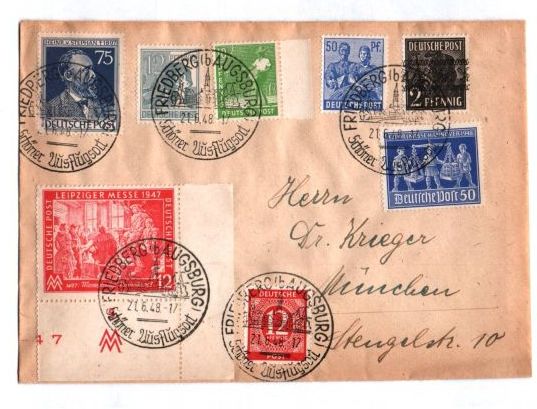 Bizone Brief 1948 Leipziger Messe Mischfrankatur München 