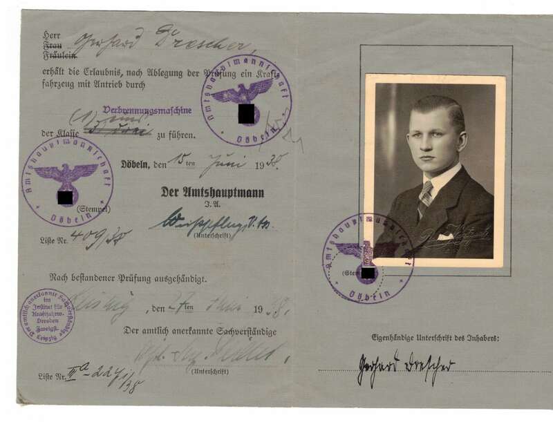Führerschein Döbeln Verbrenner 1 Klasse Leisnig 1938