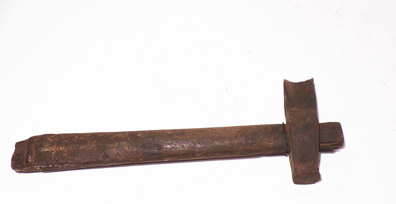 Alter Schmiedehammer Eisen Holz Handgeschmiedeter Hammer 