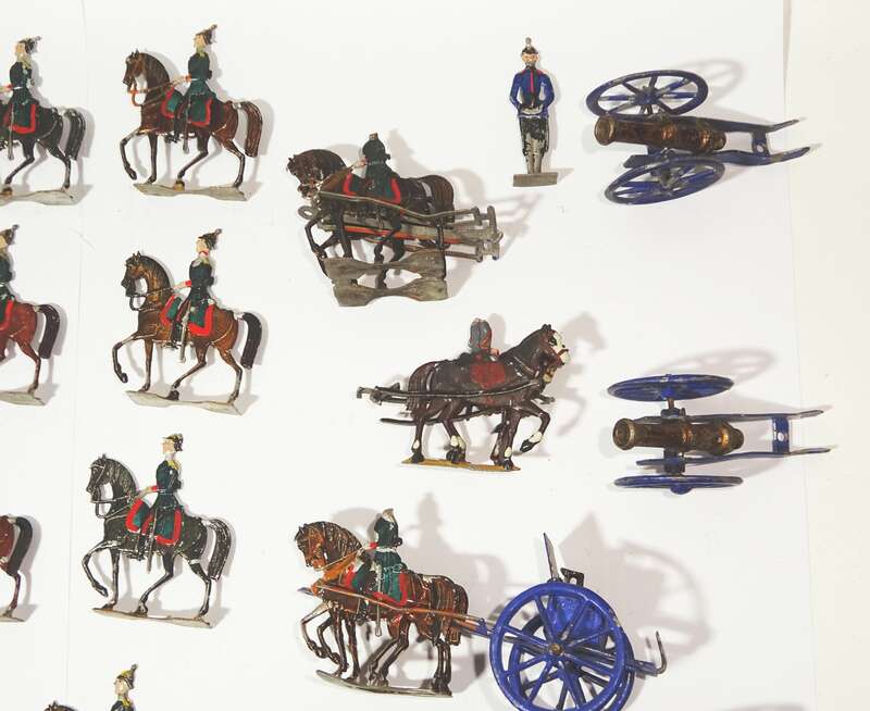 Alte Zinnfiguren sächsisches Feldartillerie Regiment 12 Reiter Kanonen