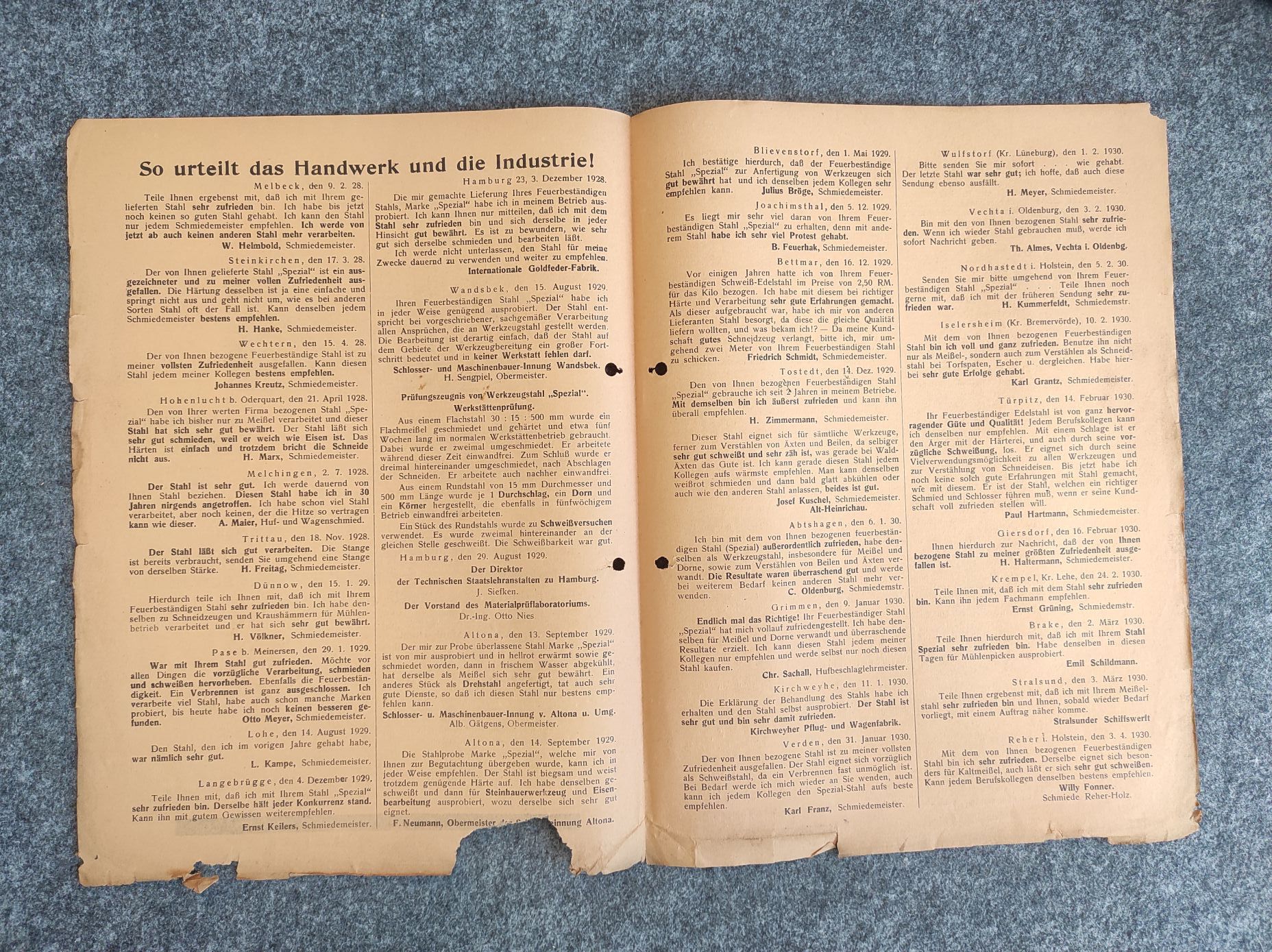 Eduard Röseler Stade Werbeblatt Stahl Großhandlung um 1930 Eduard Röseler Stade Werbeblatt Stahl Großhandlung um 1930