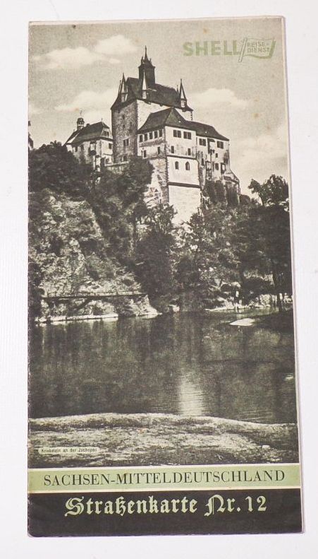 Shell Strassenkarte 12 Sachsen Mitteldeutschland Reisedienst 1930er 