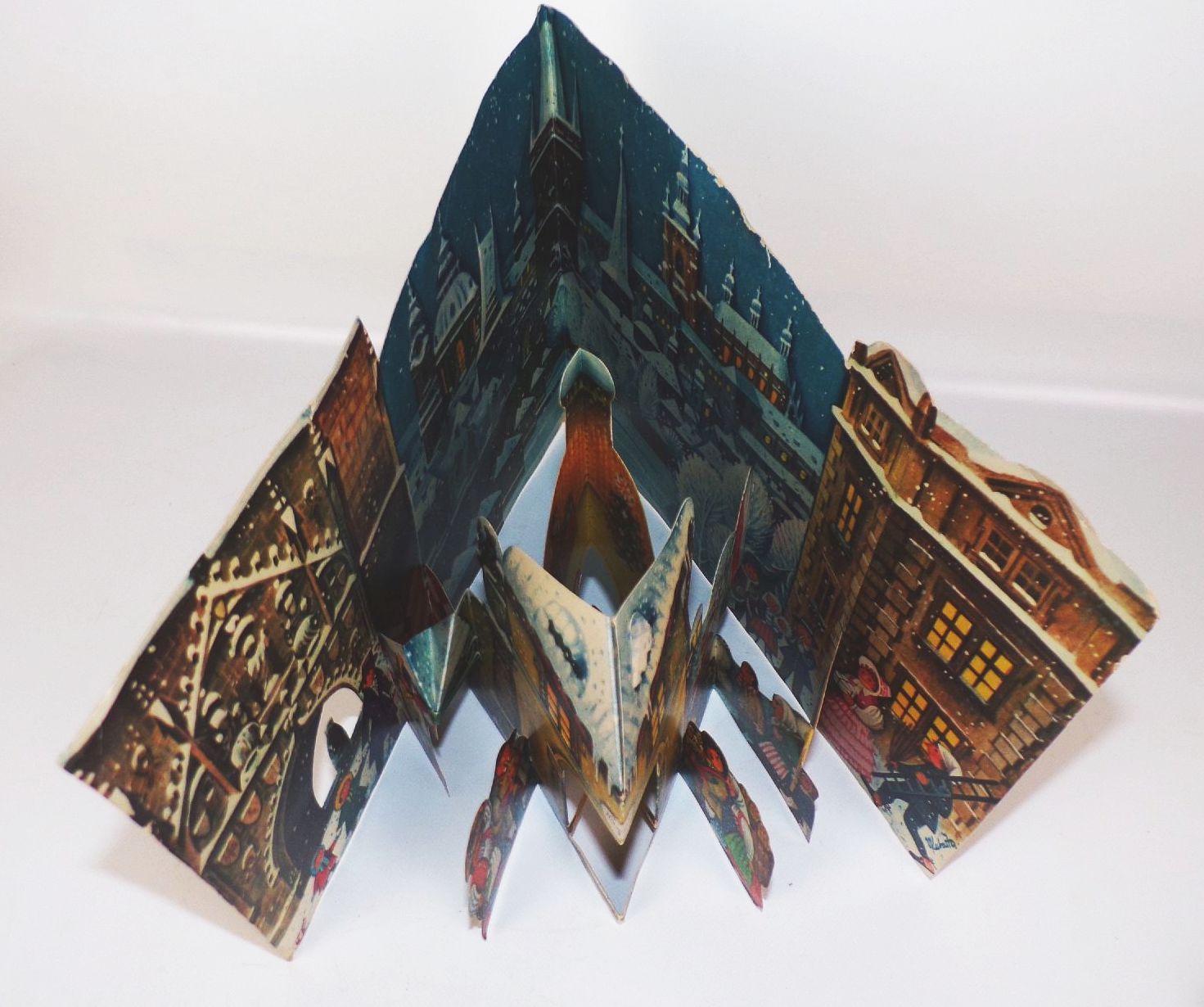 Kubasta Diorama 3 D Pop Up Winter Stadt 1969 Kubasta Diorama 3 D Pop Up Winter Stadt 1969