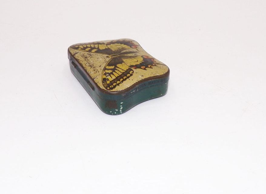 Alte Automatendose Schmetterling Schwalbenschwanz Dresden Blechdose 1910 er