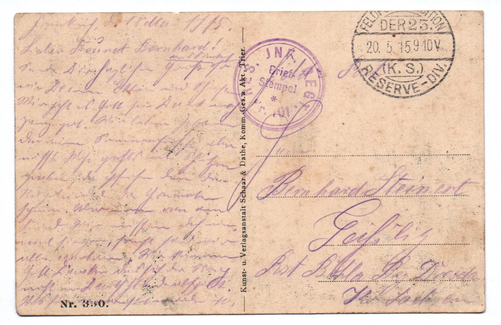 Feldpost Ak Dontrien Soldaten an zerstörten Haus 1915
