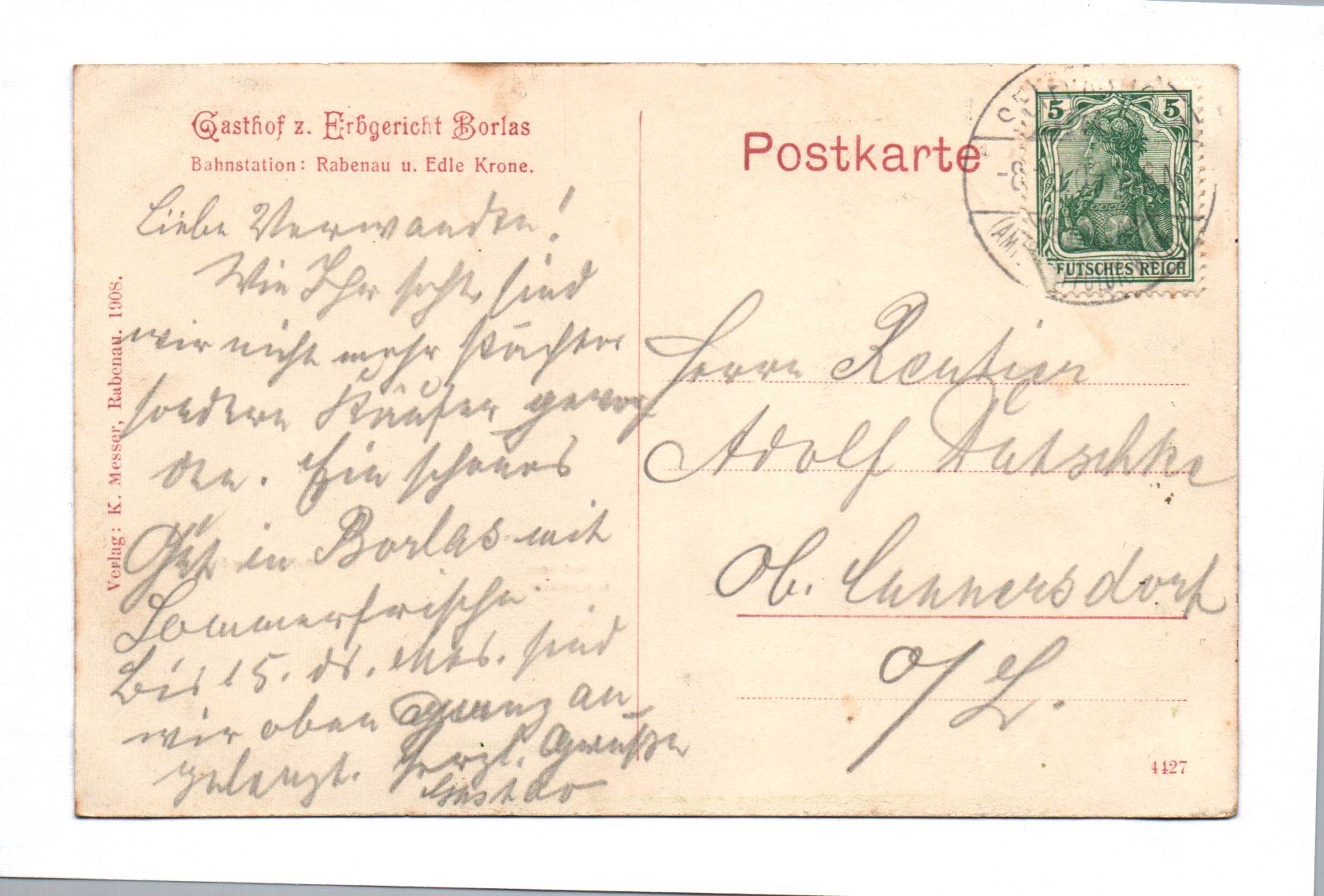 Ak Sommerfrische Borlas bei Rabenau 1909