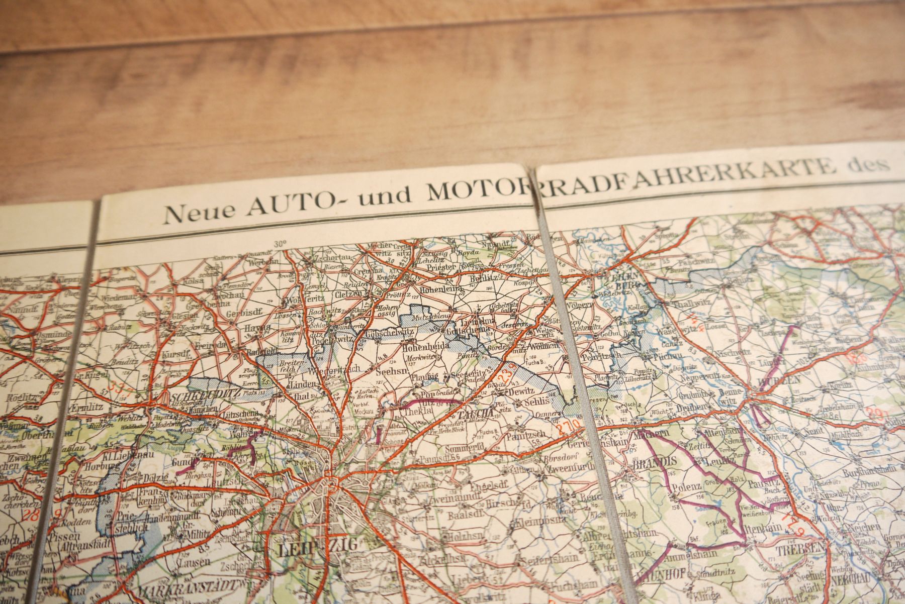 Alte Landkarte Auto Motorradfahrer Karte Ausgabe 1929